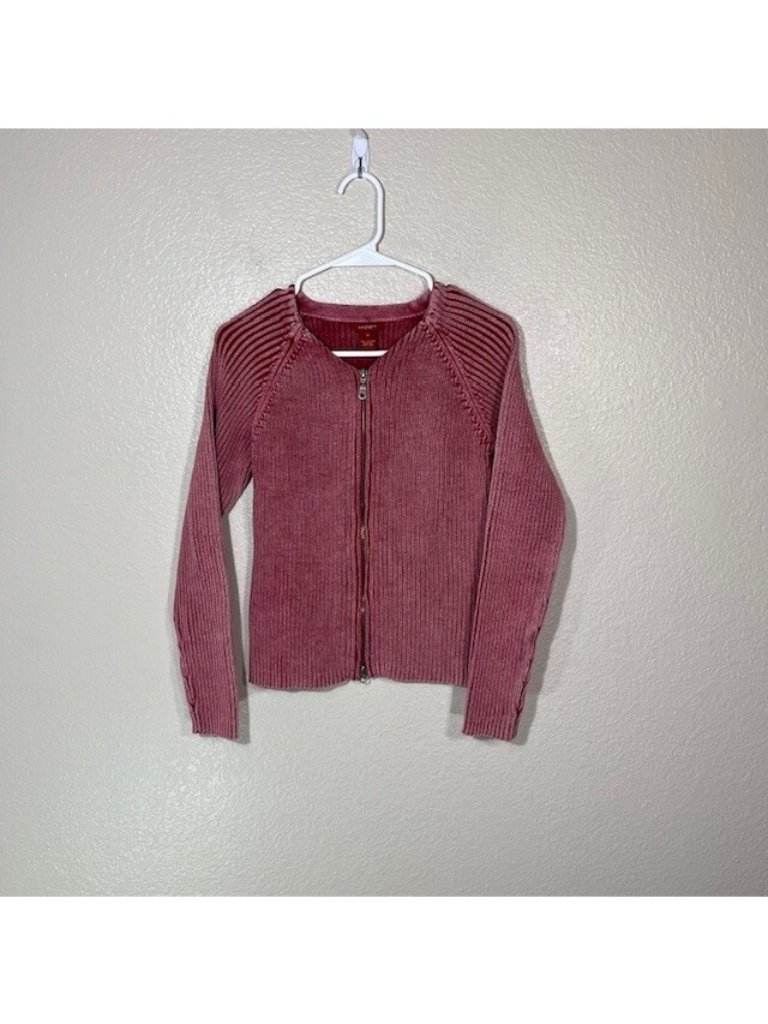 Sundance Catalog Sweater Womens Small Full Zip Red Ribbed Boho Sundance Catalog Sweater Womens Small Full Zip Red Ribbed Boho